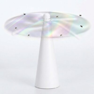 Portable Table Fly Fan for Food Protection – Electric Fly Repellent Fan for Indoor & Outdoor Use, Ideal for Picnics, BBQs, Buffets, Kitchen & Food Displays – Quiet Flying Insect Deterrent (White)