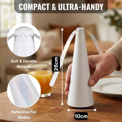 Portable Table Fly Fan for Food Protection – Electric Fly Repellent Fan for Indoor & Outdoor Use, Ideal for Picnics, BBQs, Buffets, Kitchen & Food Displays – Quiet Flying Insect Deterrent (White) - Image 2