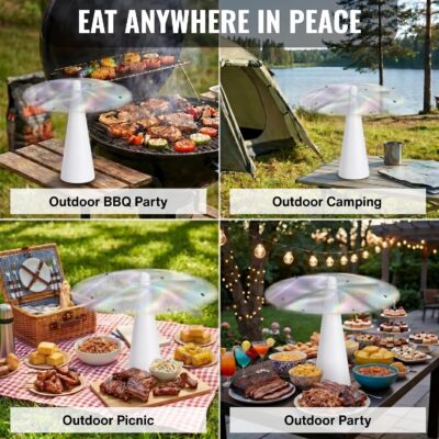 Portable Table Fly Fan for Food Protection – Electric Fly Repellent Fan for Indoor & Outdoor Use, Ideal for Picnics, BBQs, Buffets, Kitchen & Food Displays – Quiet Flying Insect Deterrent (White) - Image 5